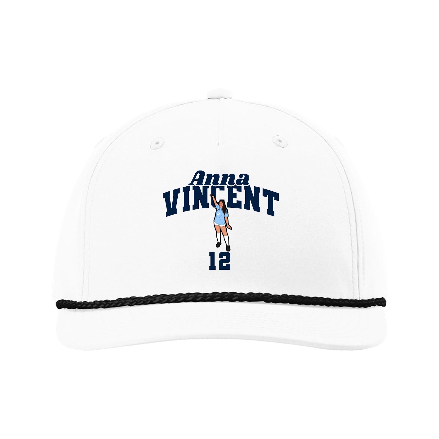 Five-Panel Classic Rope Cap — Signature Arch in White