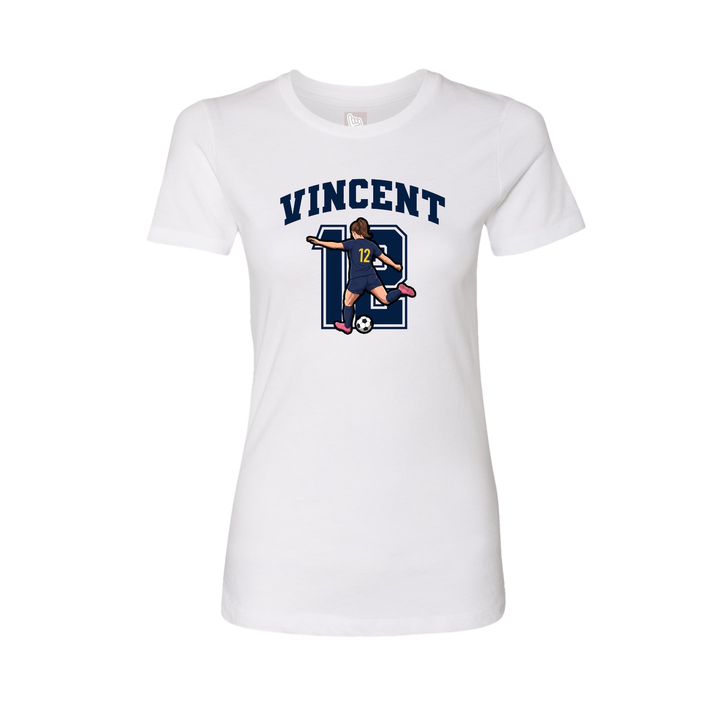 Fitted Women's Tee — Number in White