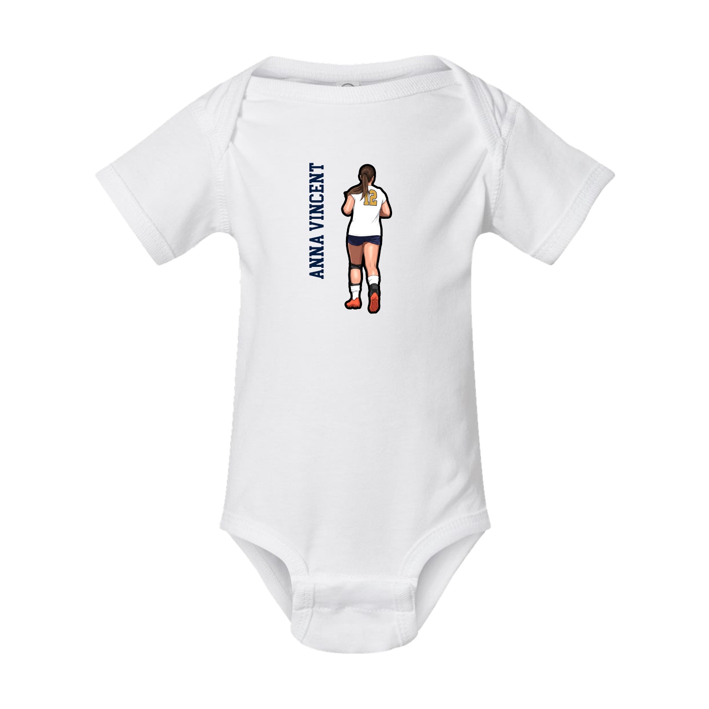 Baby Onesie — Name Vertical in White