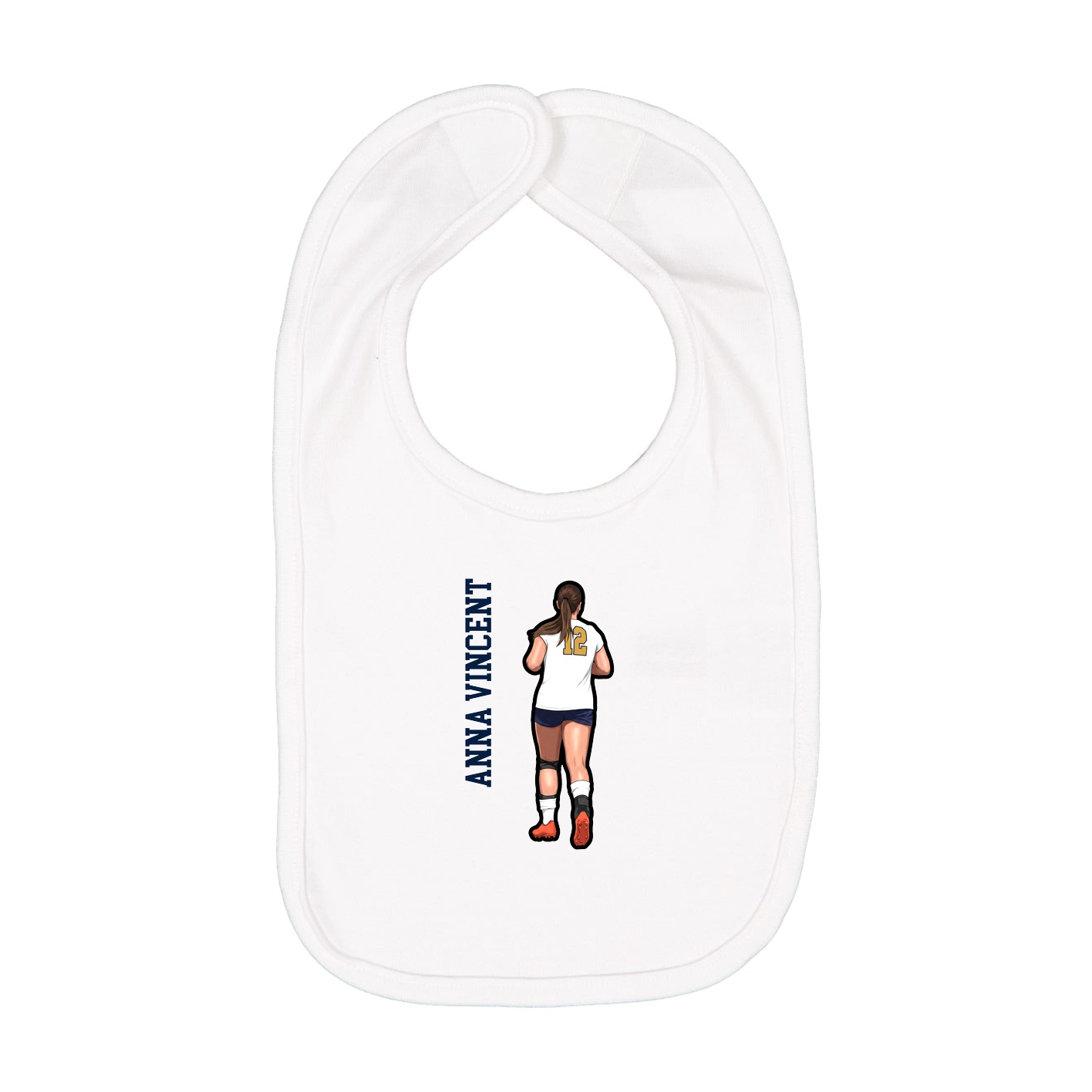 Infant Bib — Name Vertical in White