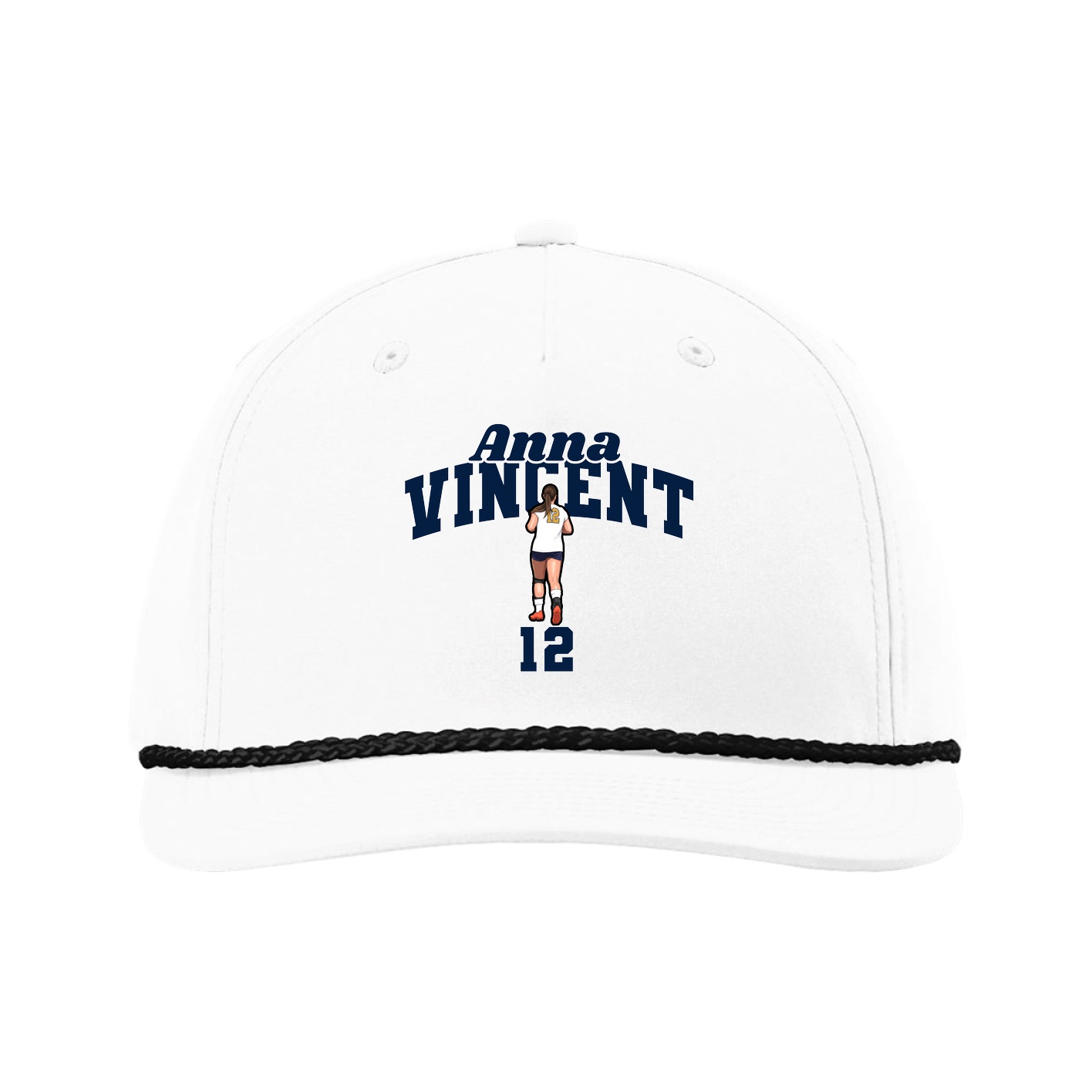 Five-Panel Classic Rope Cap — Signature Arch in White
