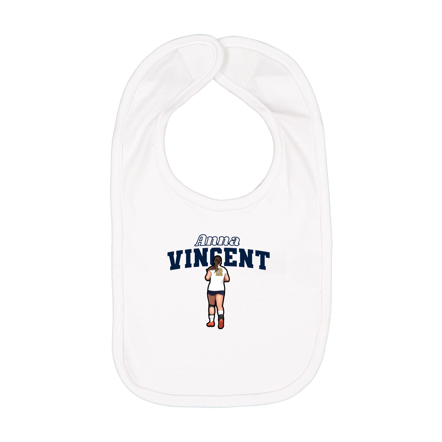 Infant Bib — Name Arch in White