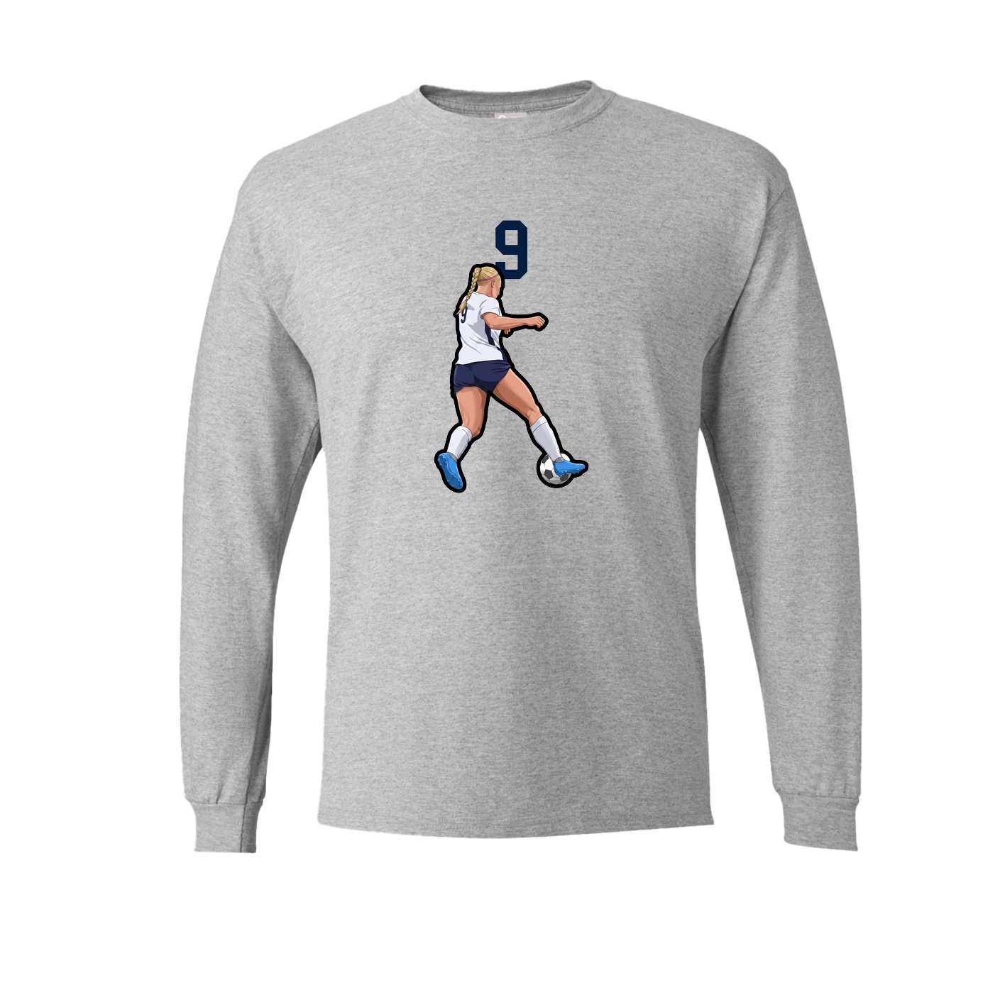 Long Sleeve Tee — Number Top in Grey