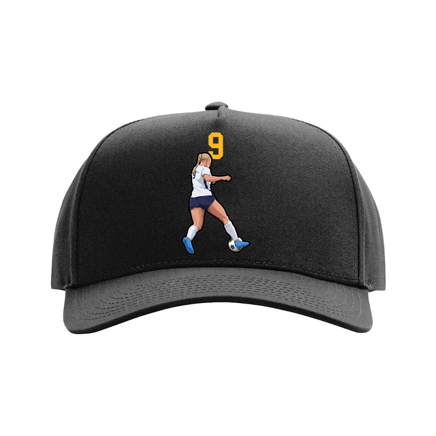 Full Fabric Five-Panel Champ Cap — Number Top in Black
