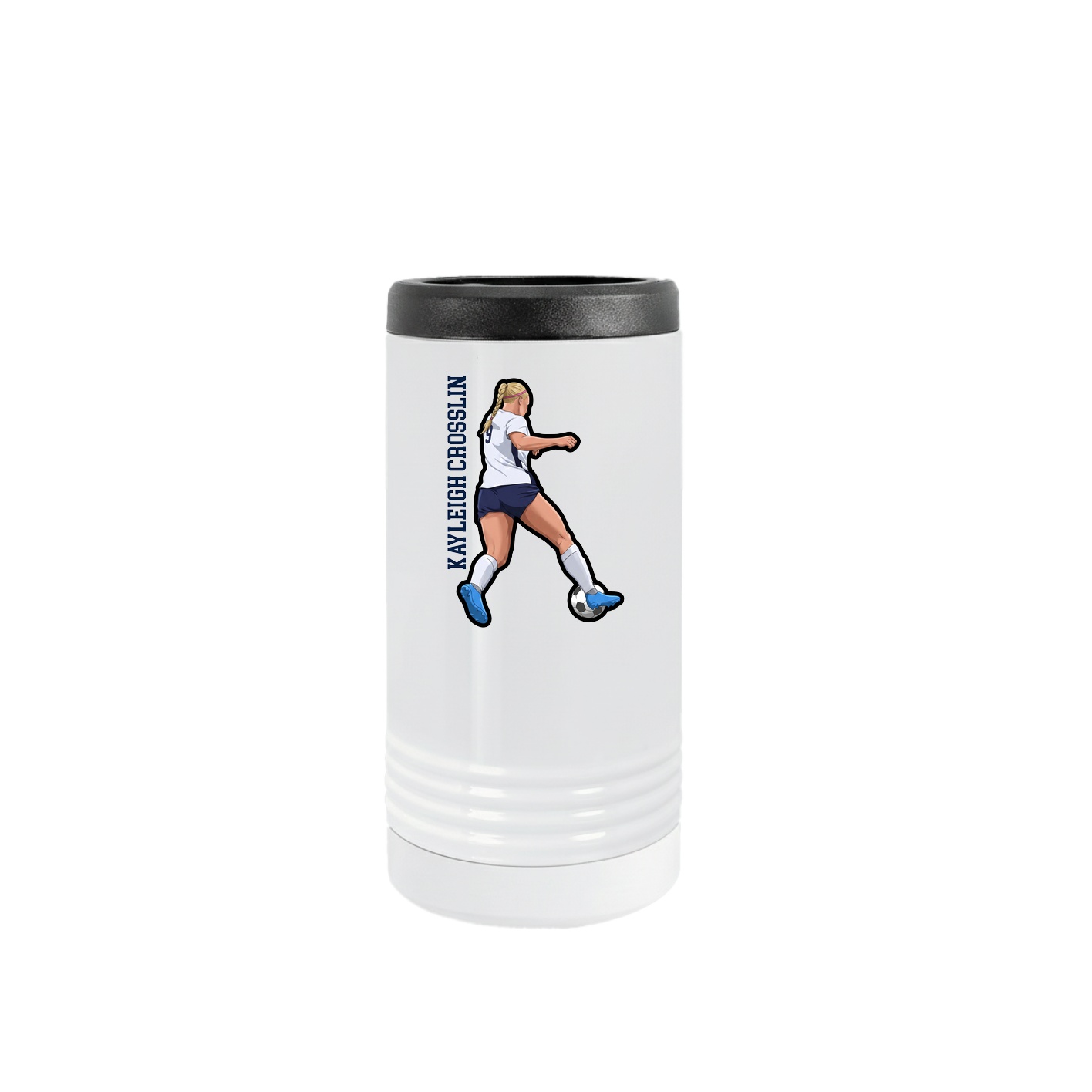 Slim Beverage Holder — Name Vertical in White