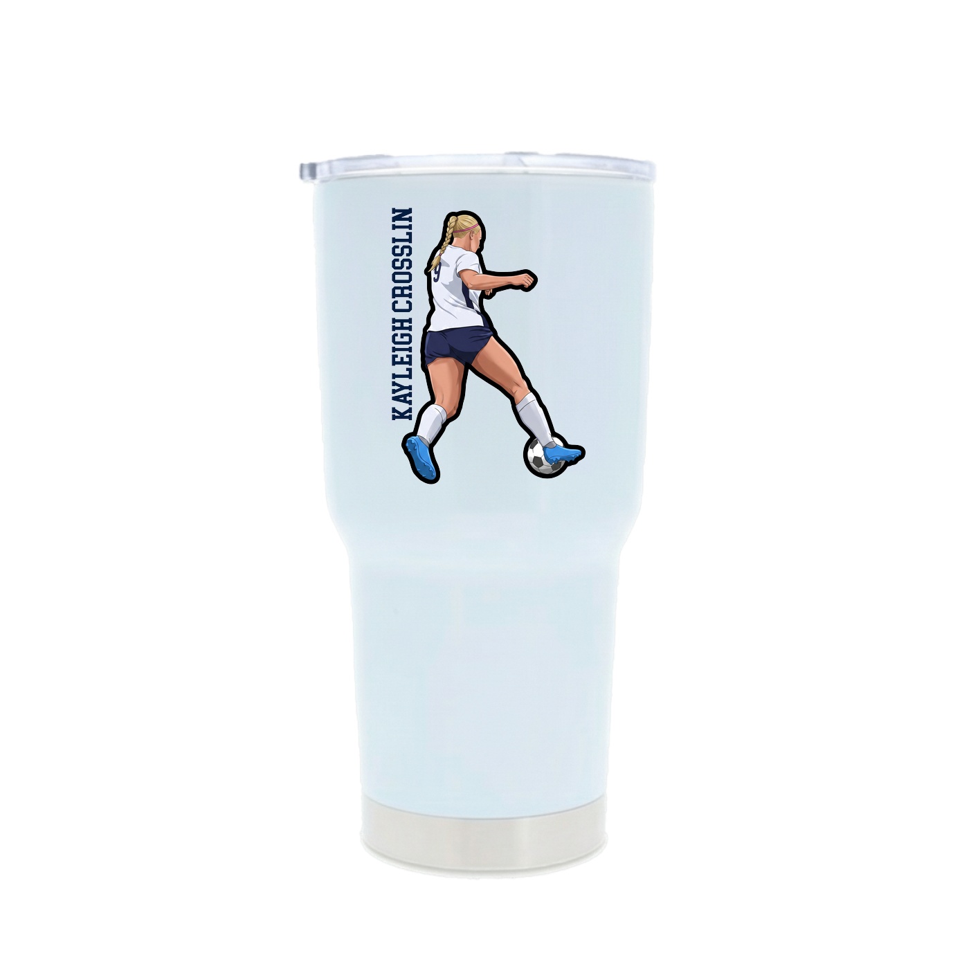 30oz Stainless Steel Tumbler — Name Vertical in White