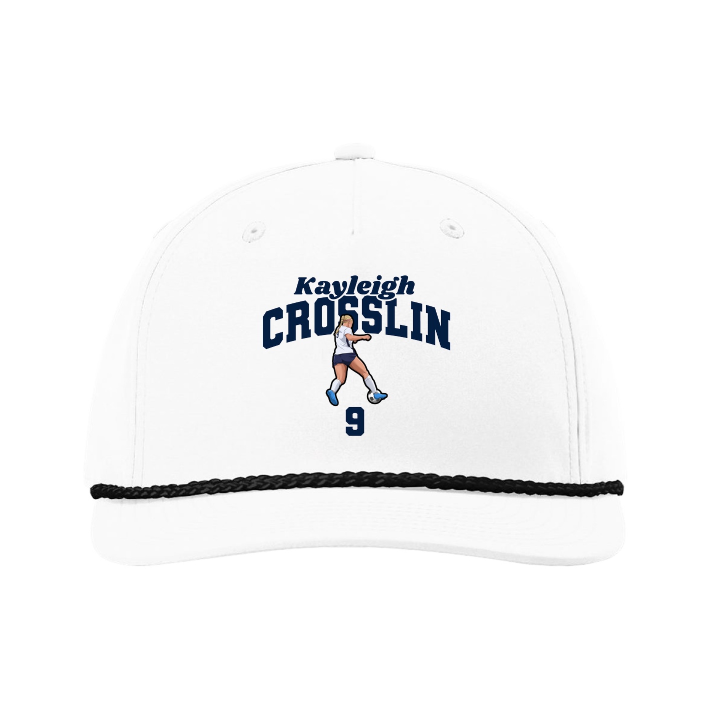 Five-Panel Classic Rope Cap — Signature Arch in White