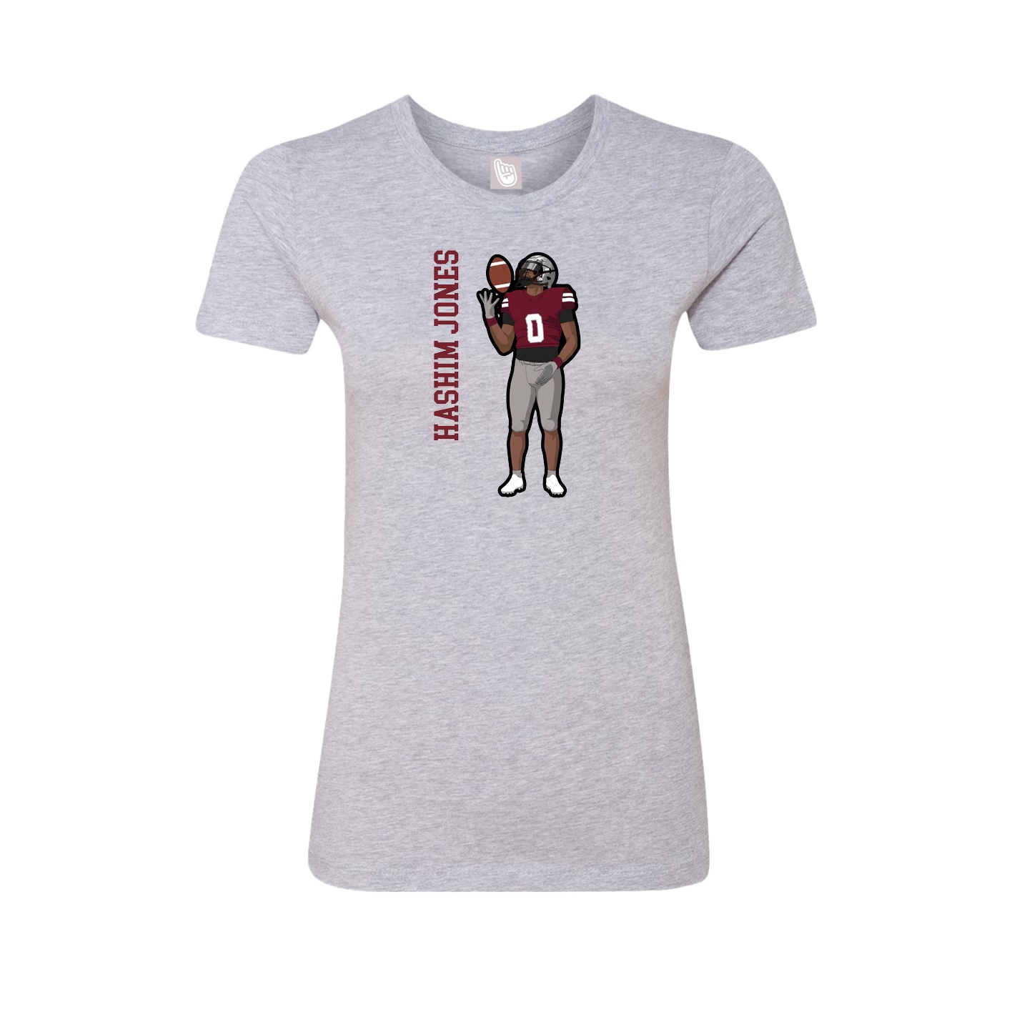 Fitted Women's Tee — Name Vertical in Grey