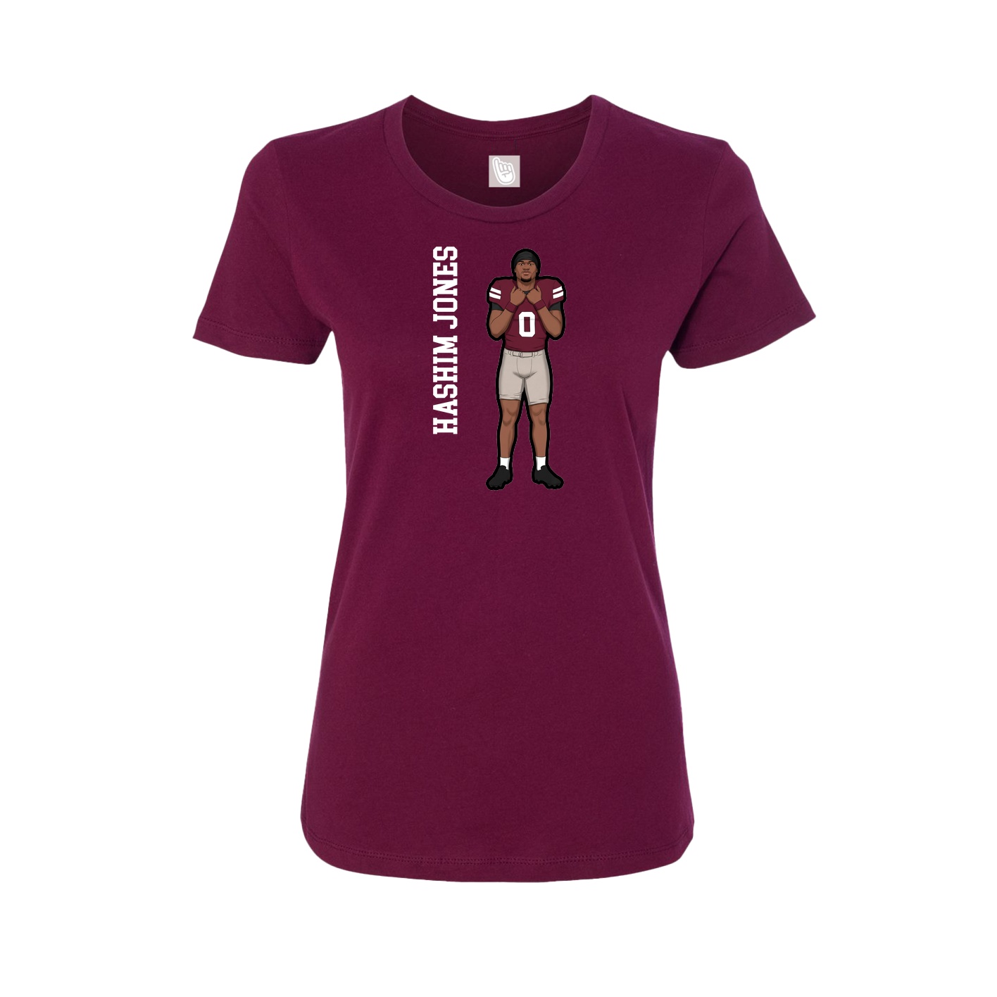 Womens Tee — Name Vertical in Maroon