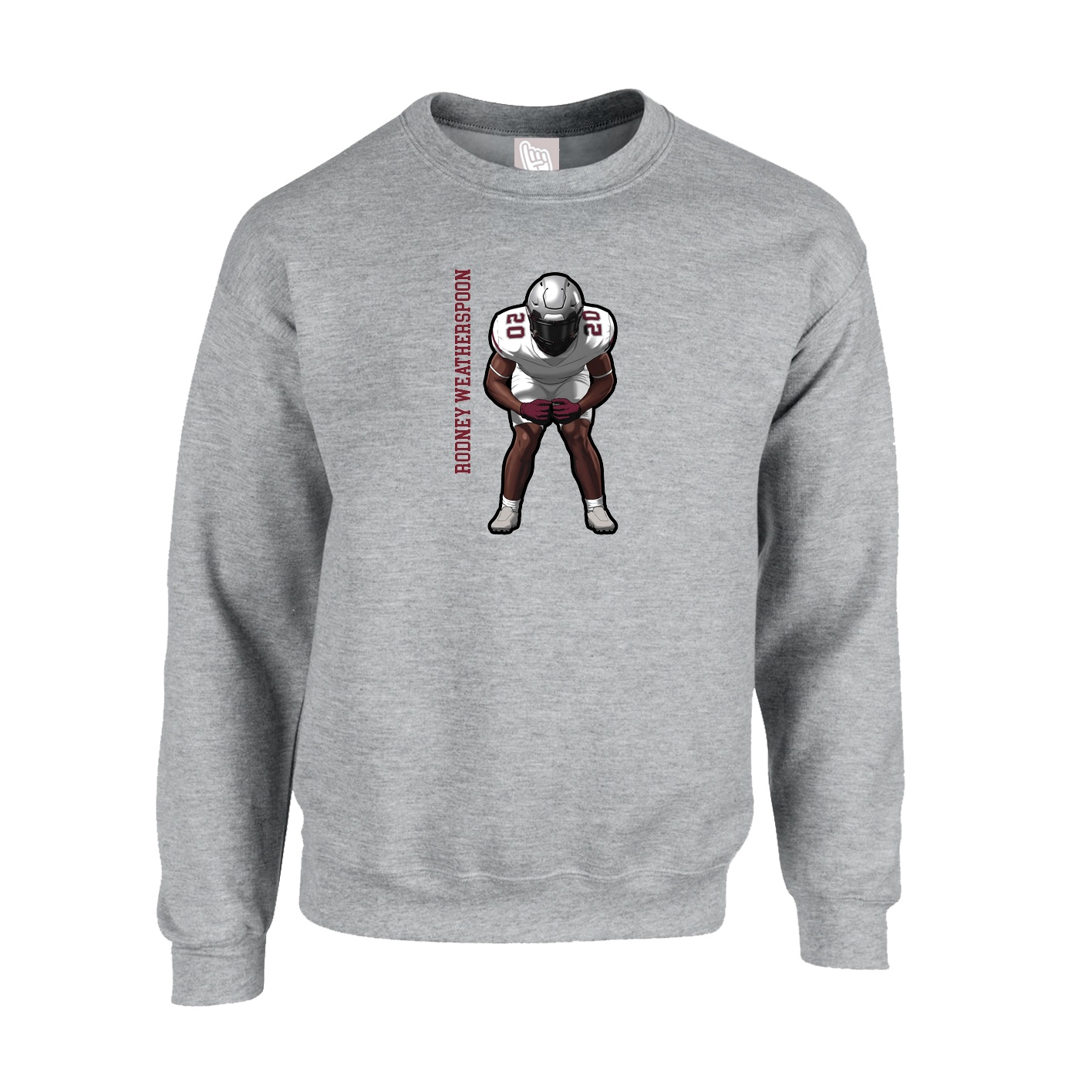 Fleece Crew — Name Vertical in Grey