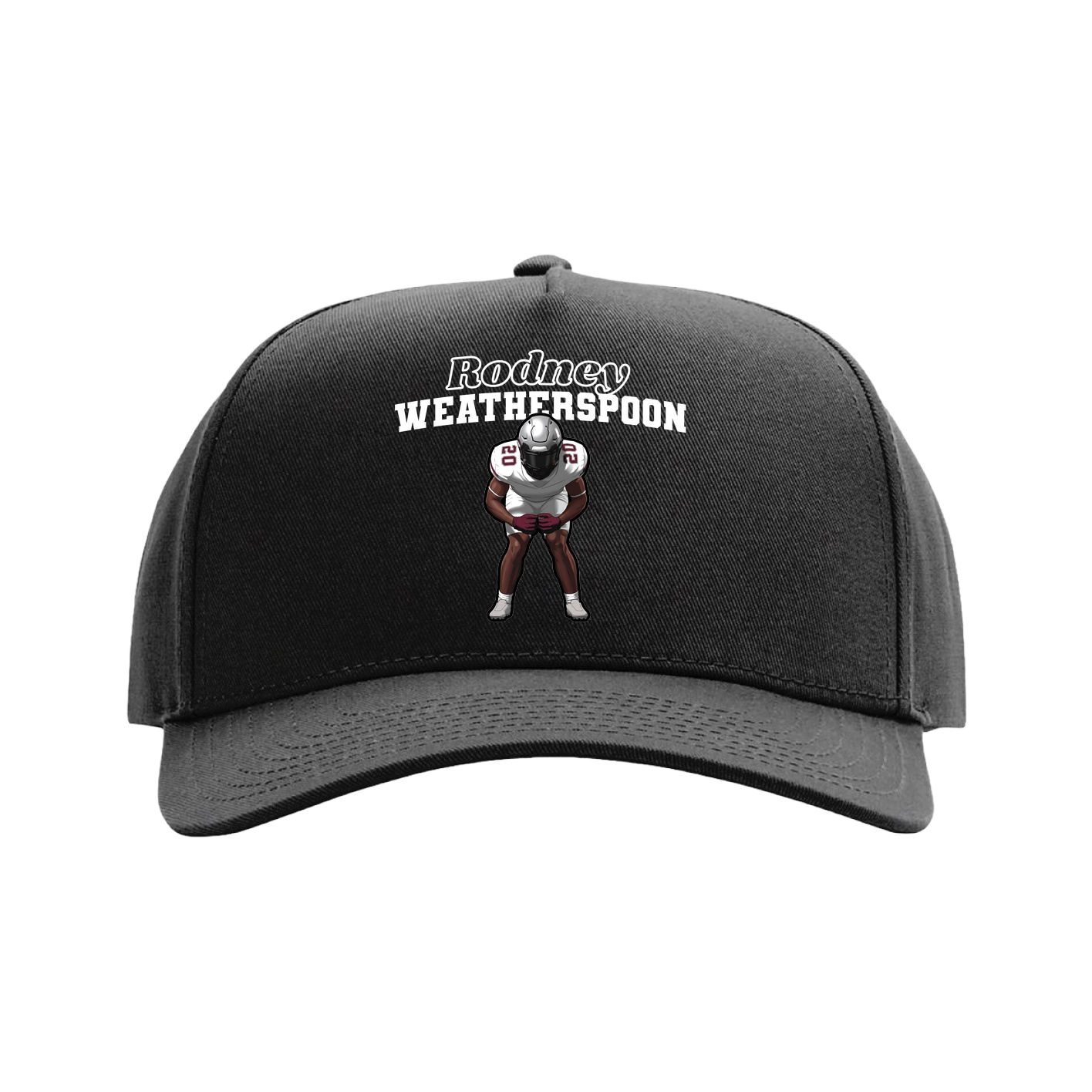 Full Fabric Five-Panel Champ Cap — Name Arch in Black