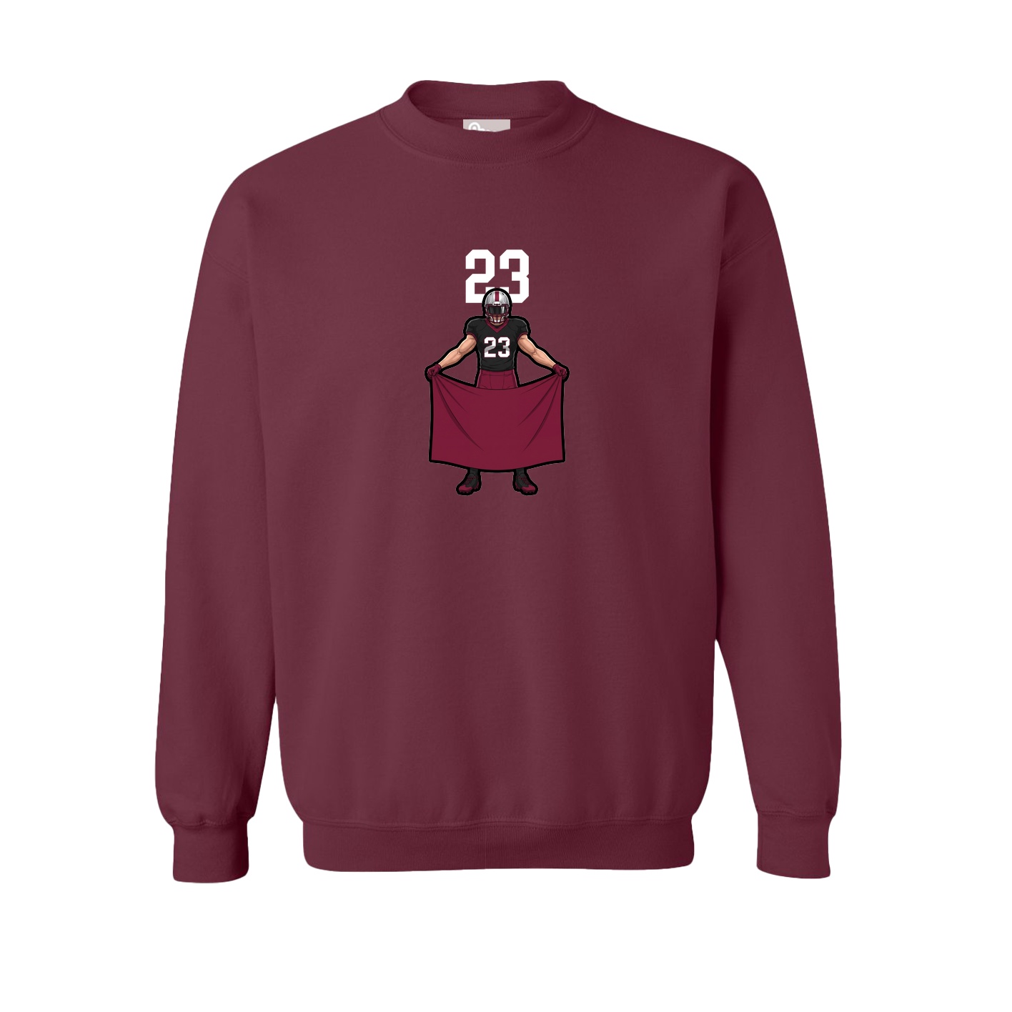 Fleece Crew — Number Top in Maroon