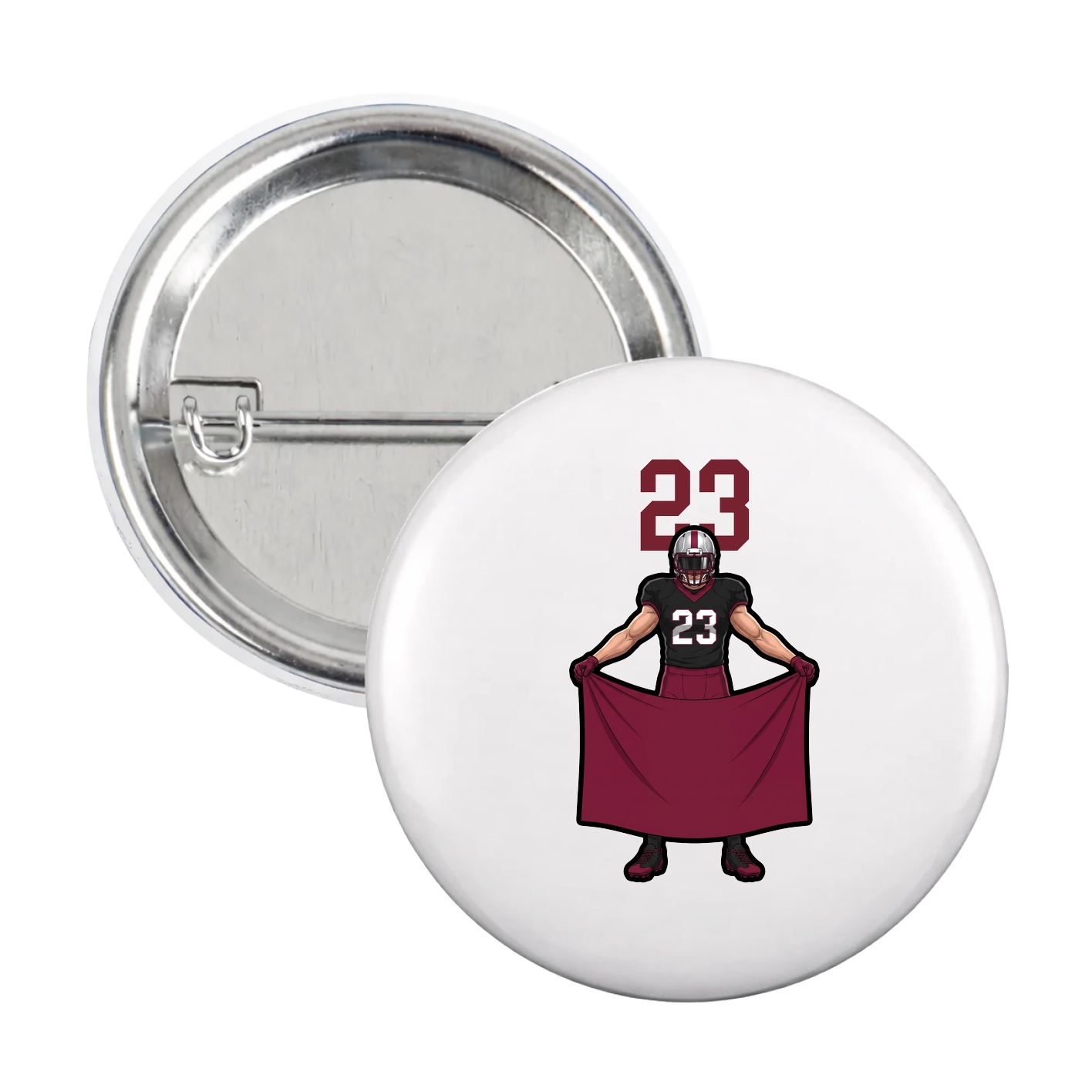 Game Day Button — Number Top in White