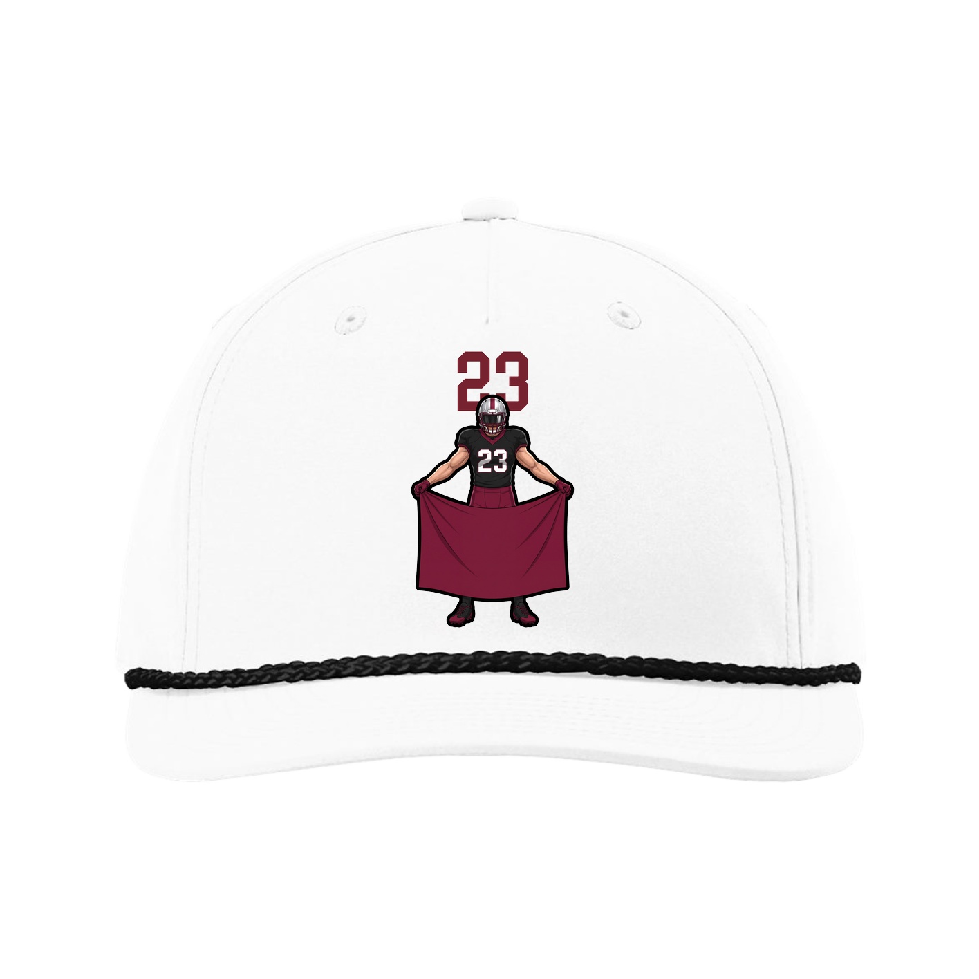 Five-Panel Classic Rope Cap — Number Top in White