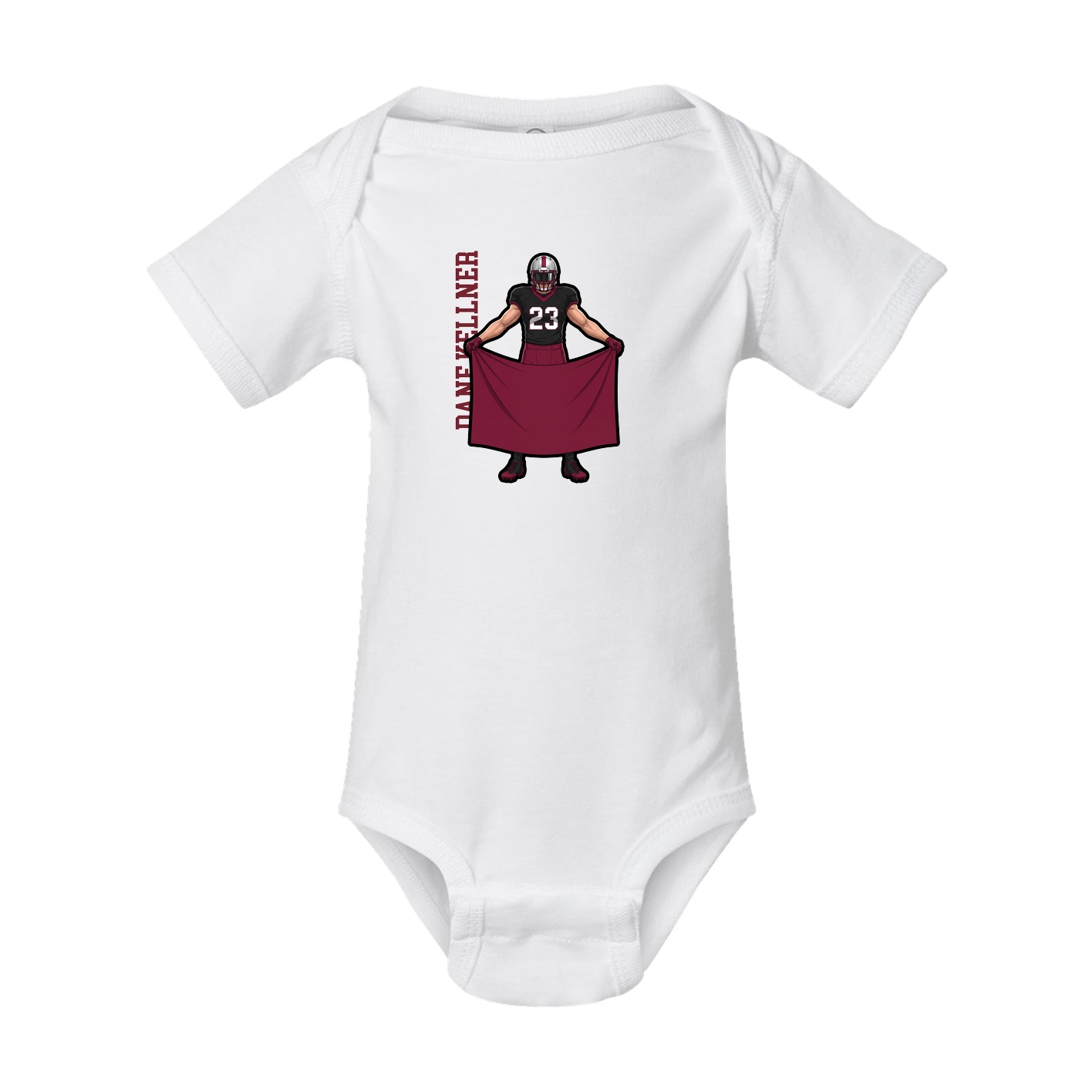Baby Onesie — Name Vertical in White