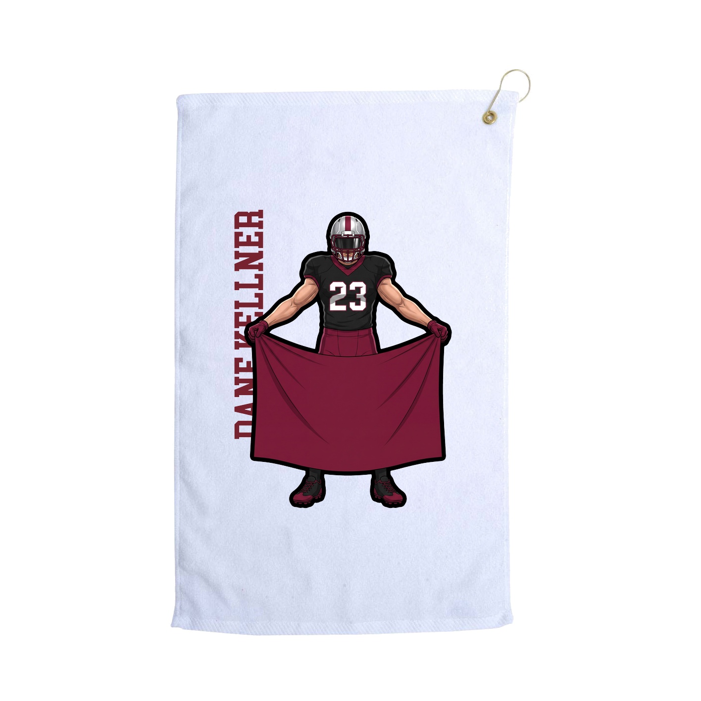Golf Towel — Name Vertical in White
