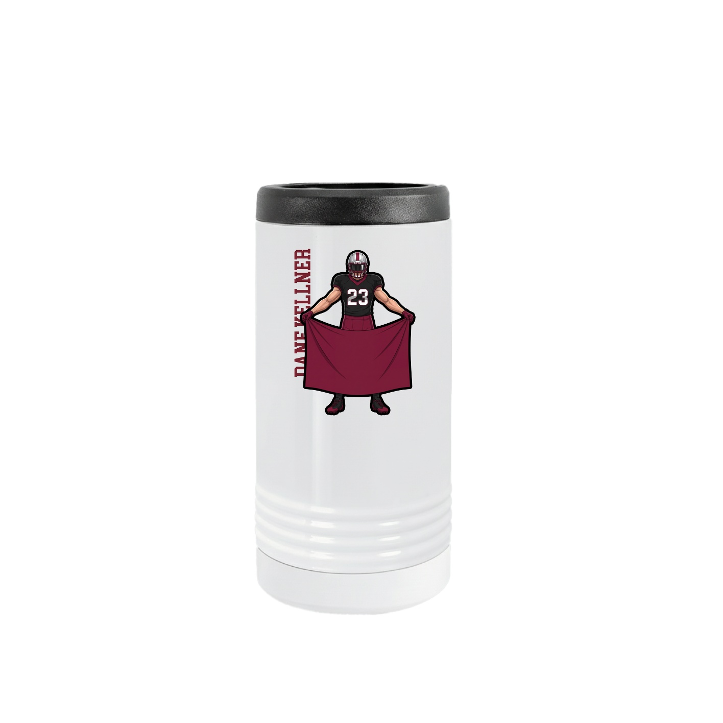 Slim Beverage Holder — Name Vertical in White