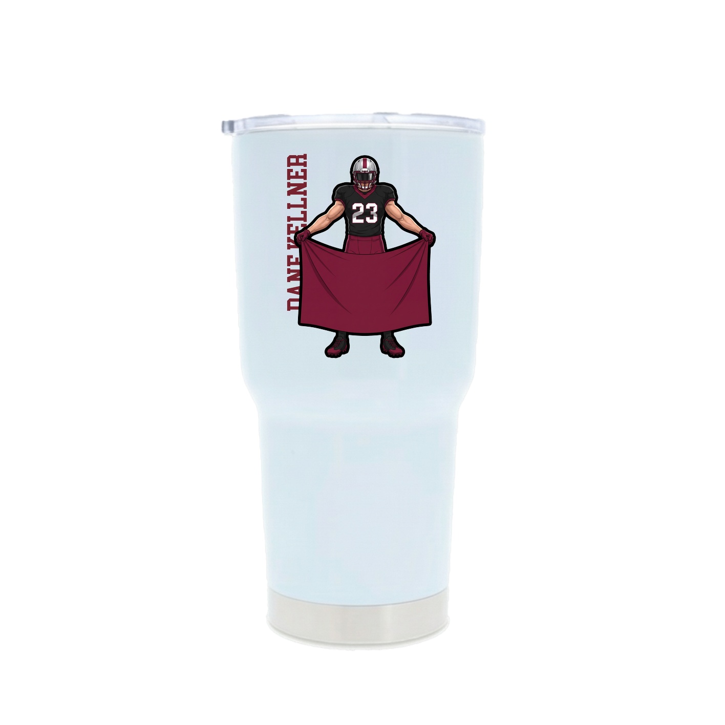 30oz Stainless Steel Tumbler — Name Vertical in White