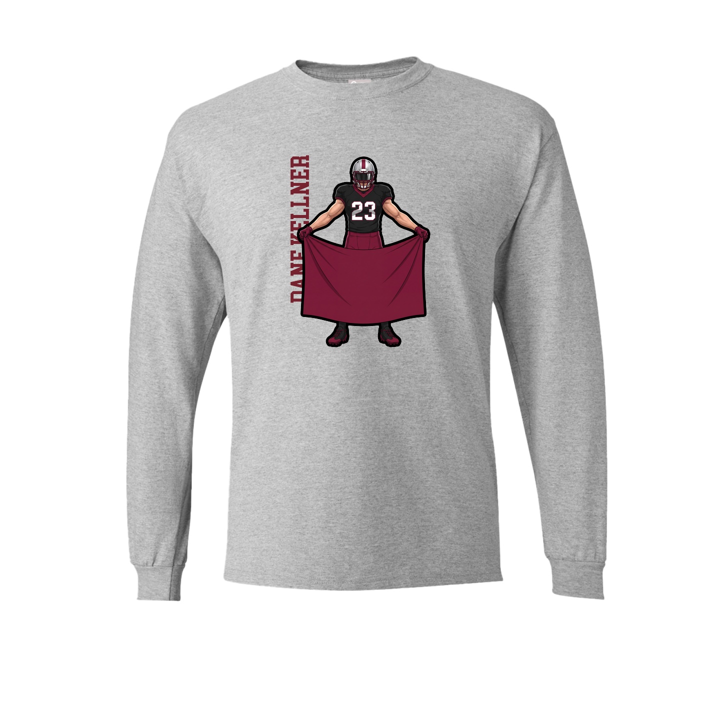 Long Sleeve Tee — Name Vertical in Grey