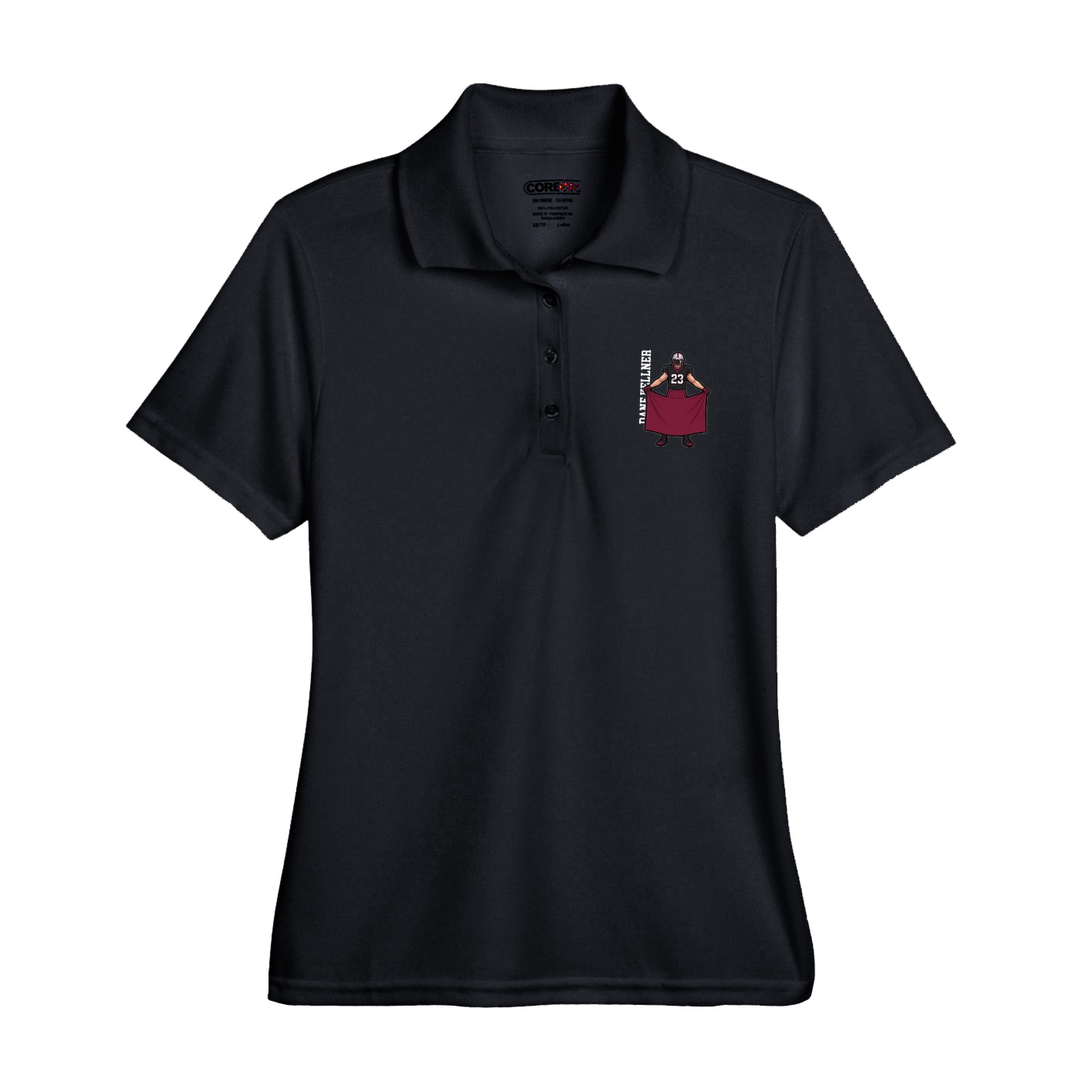 Womens Performance Polo — Name Vertical in Black