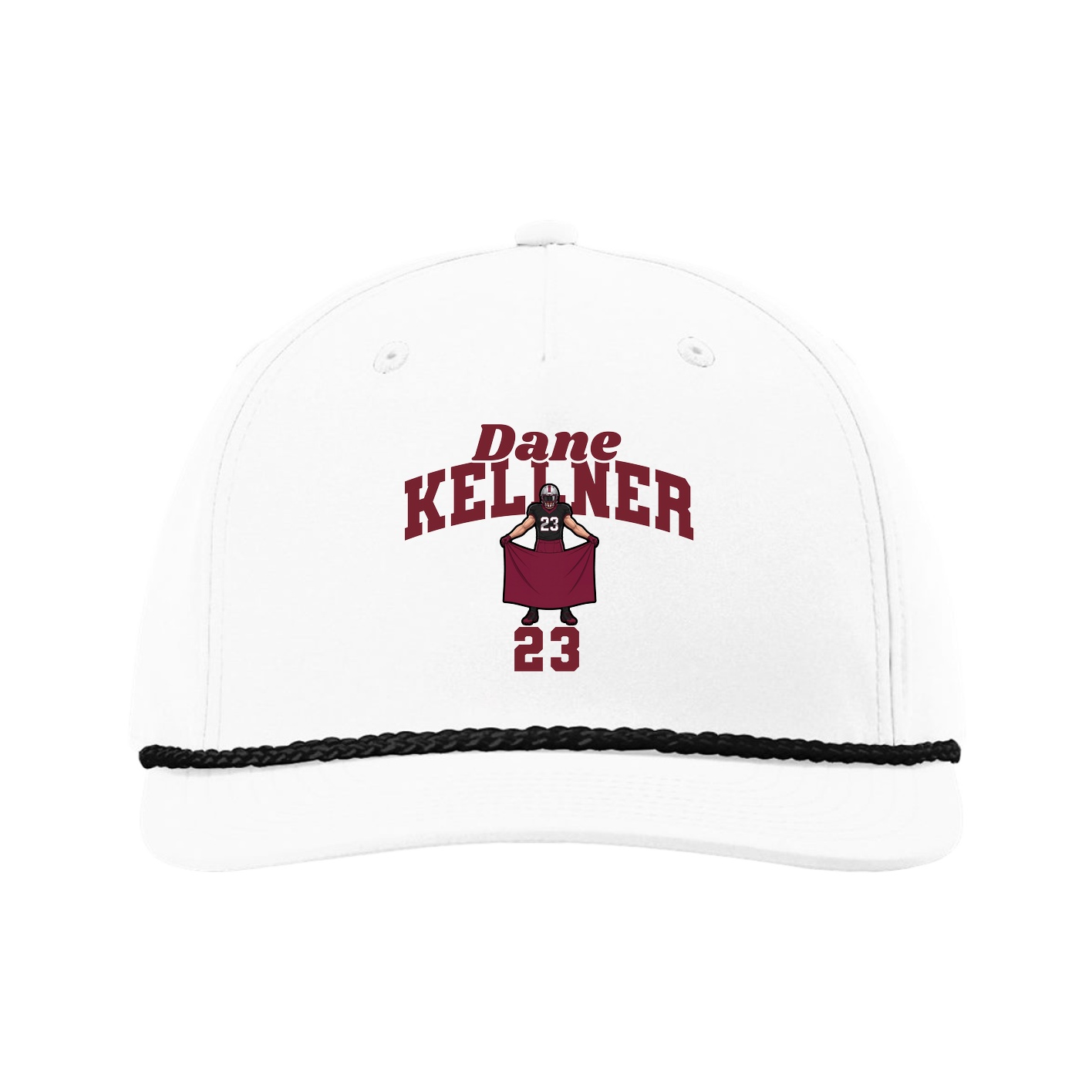Five-Panel Classic Rope Cap — Signature Arch in White