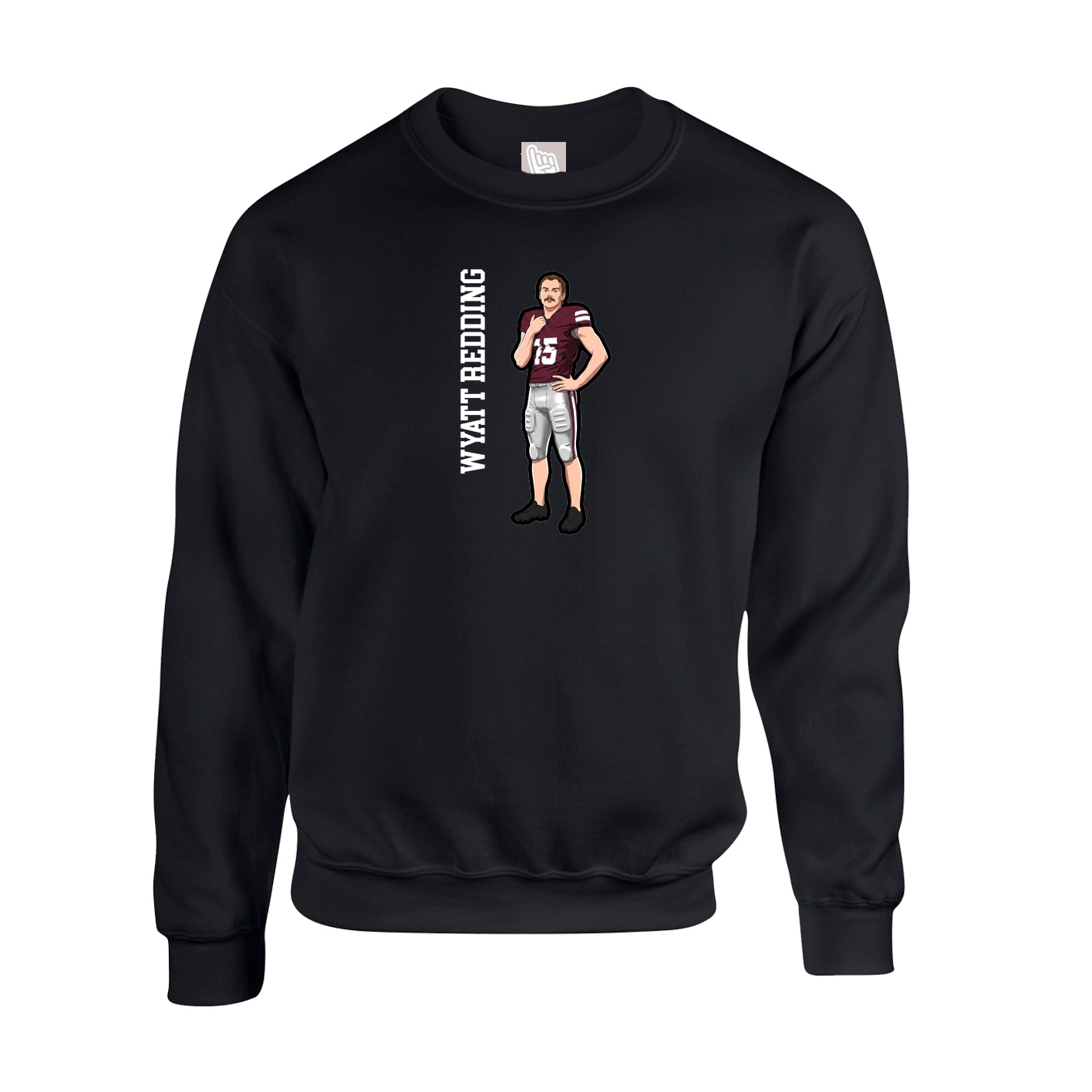 Fleece Crew — Name Vertical in Black
