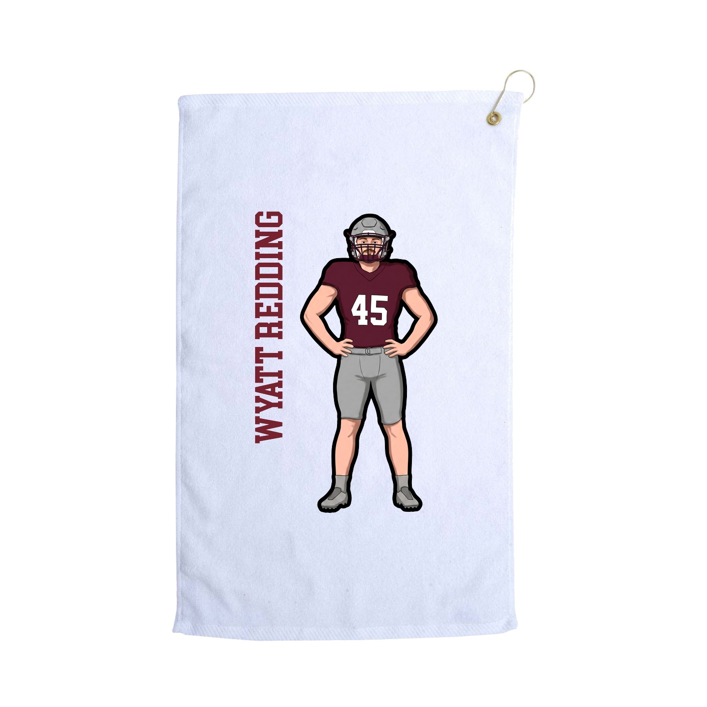 Golf Towel — Name Vertical in White