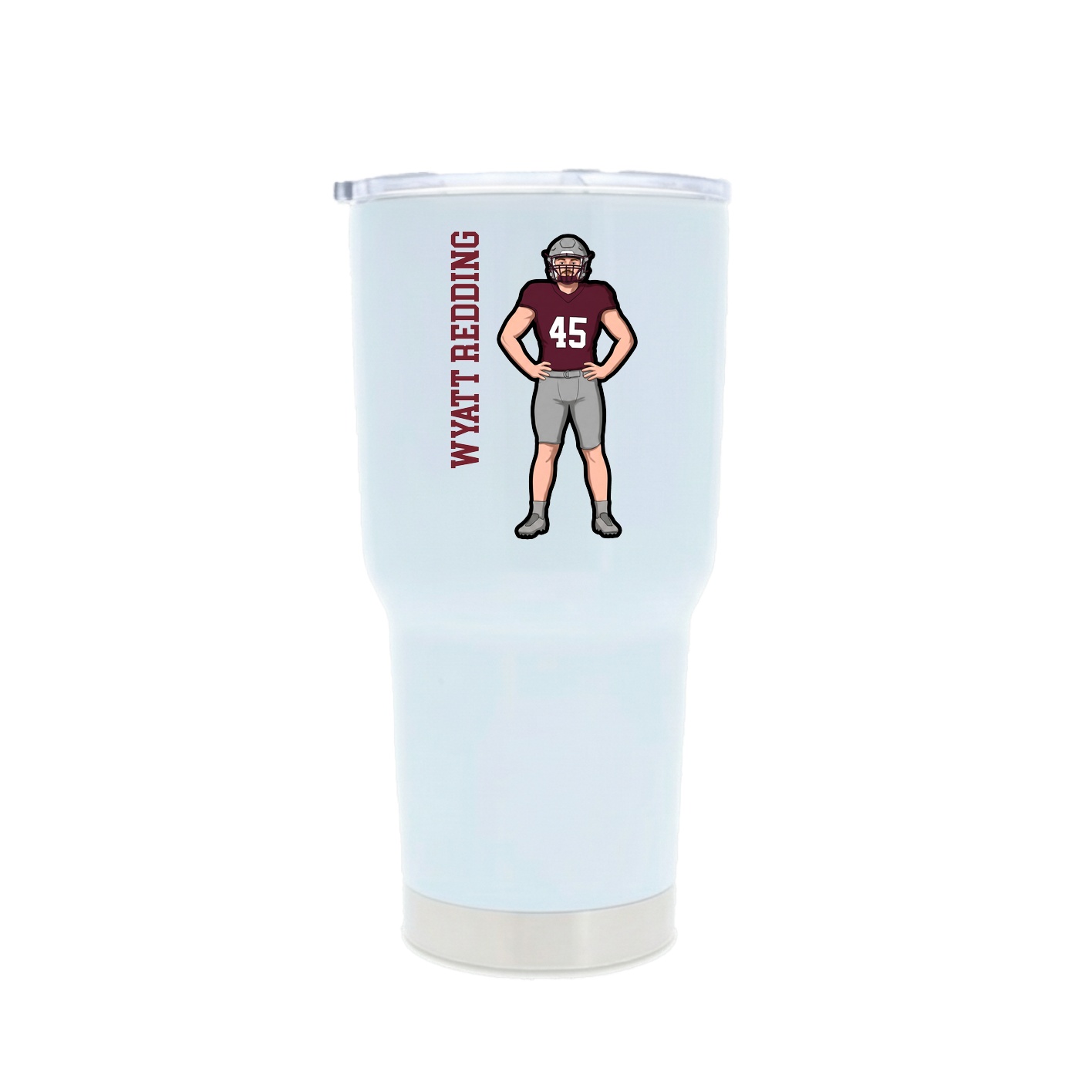 30oz Stainless Steel Tumbler — Name Vertical in White