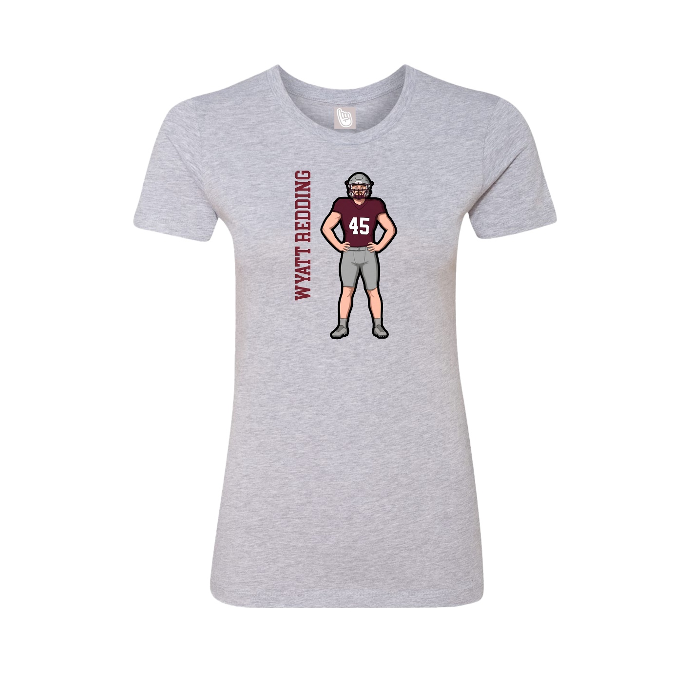 Fitted Women's Tee — Name Vertical in Grey