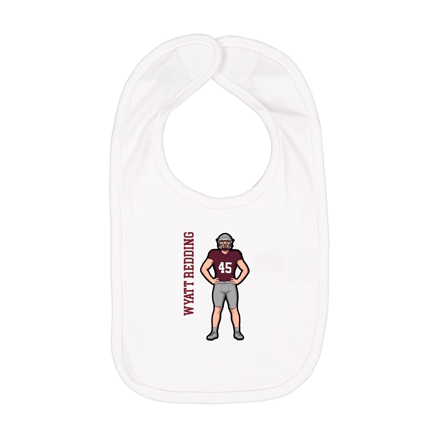 Infant Bib — Name Vertical in White