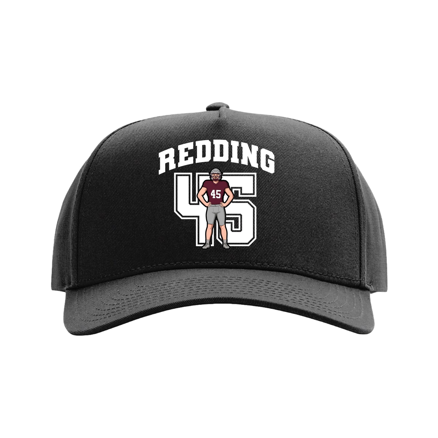 Full Fabric Five-Panel Champ Cap — Number in Black