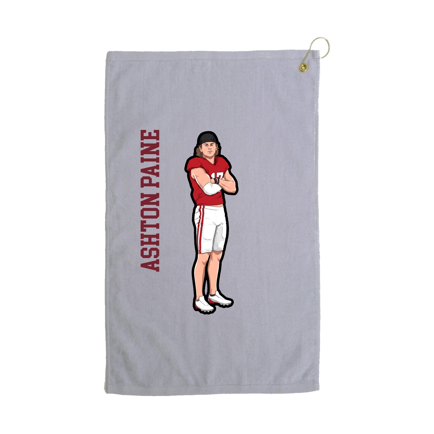 Golf Towel — Name Vertical in Grey