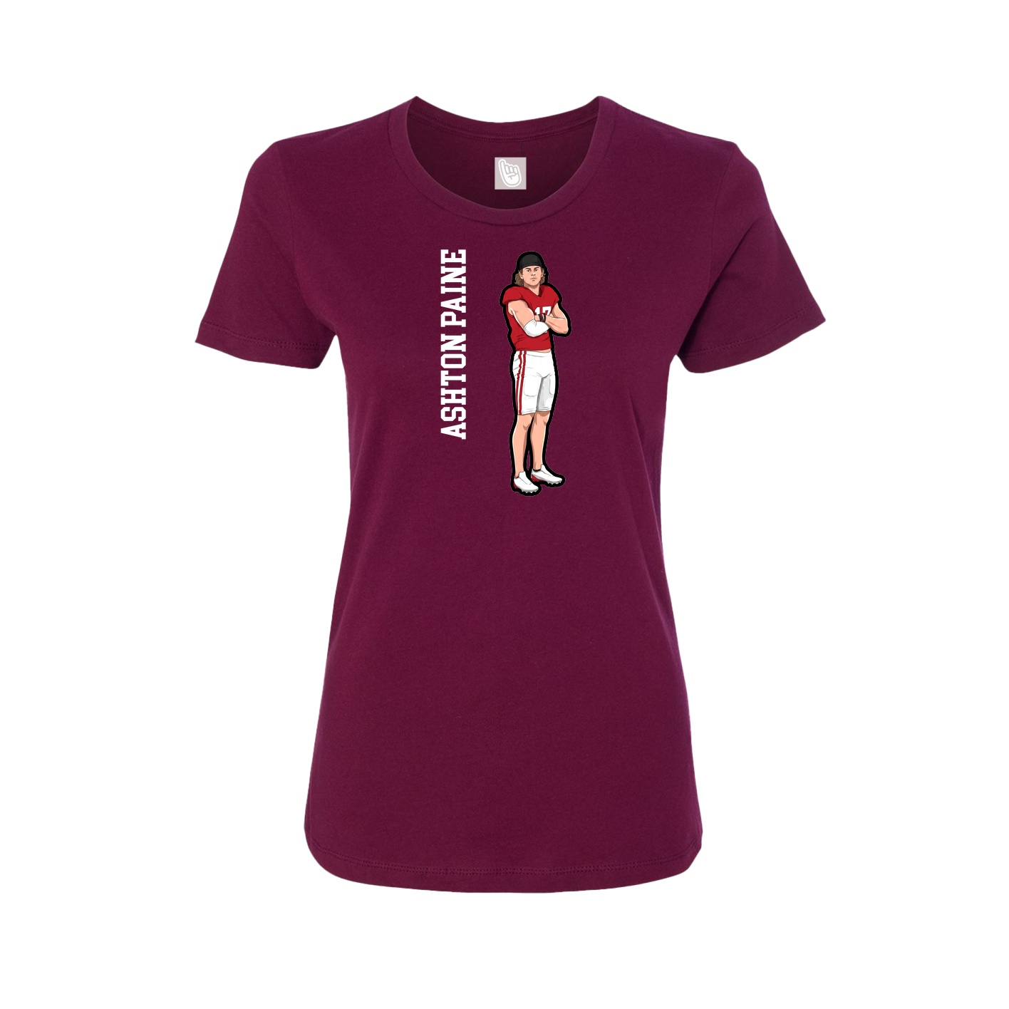 Fitted Women's Tee — Name Vertical in Maroon