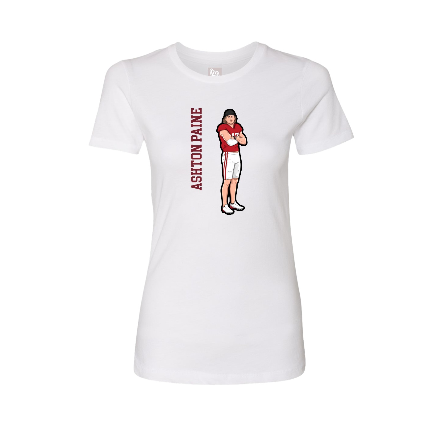 Fitted Women's Tee — Name Vertical in White