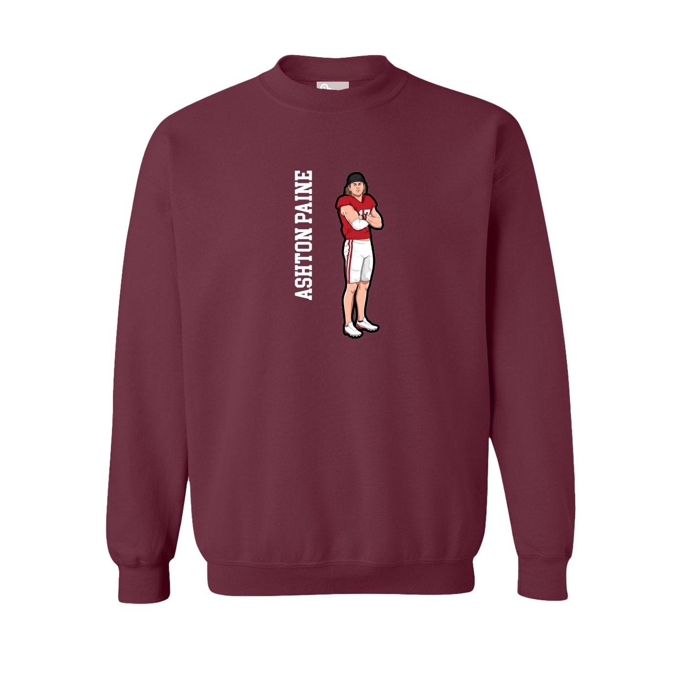 Fleece Crew — Name Vertical in Maroon