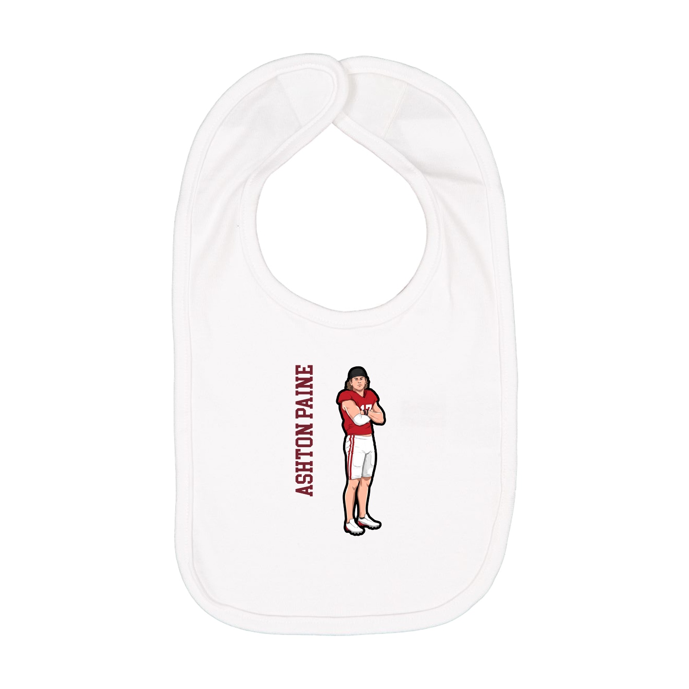 Infant Bib — Name Vertical in White