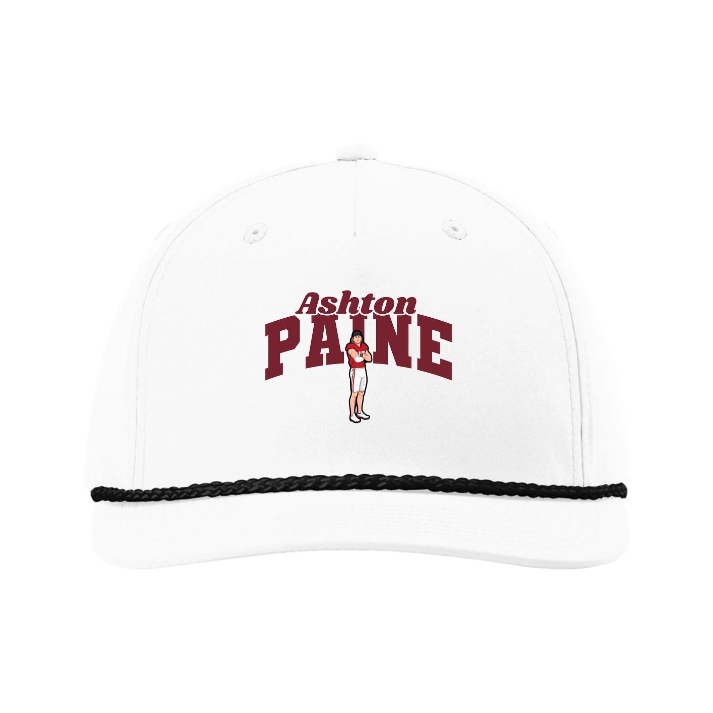 Five-Panel Classic Rope Cap — Signature Arch in White