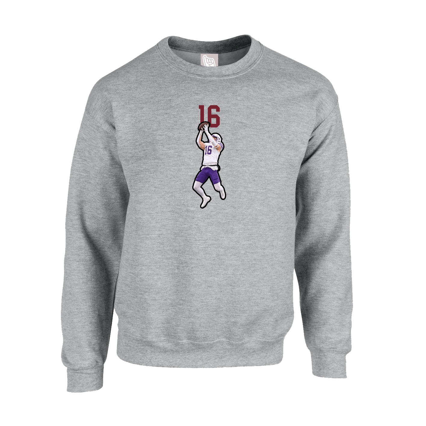 Fleece Crew — Number Top in Grey