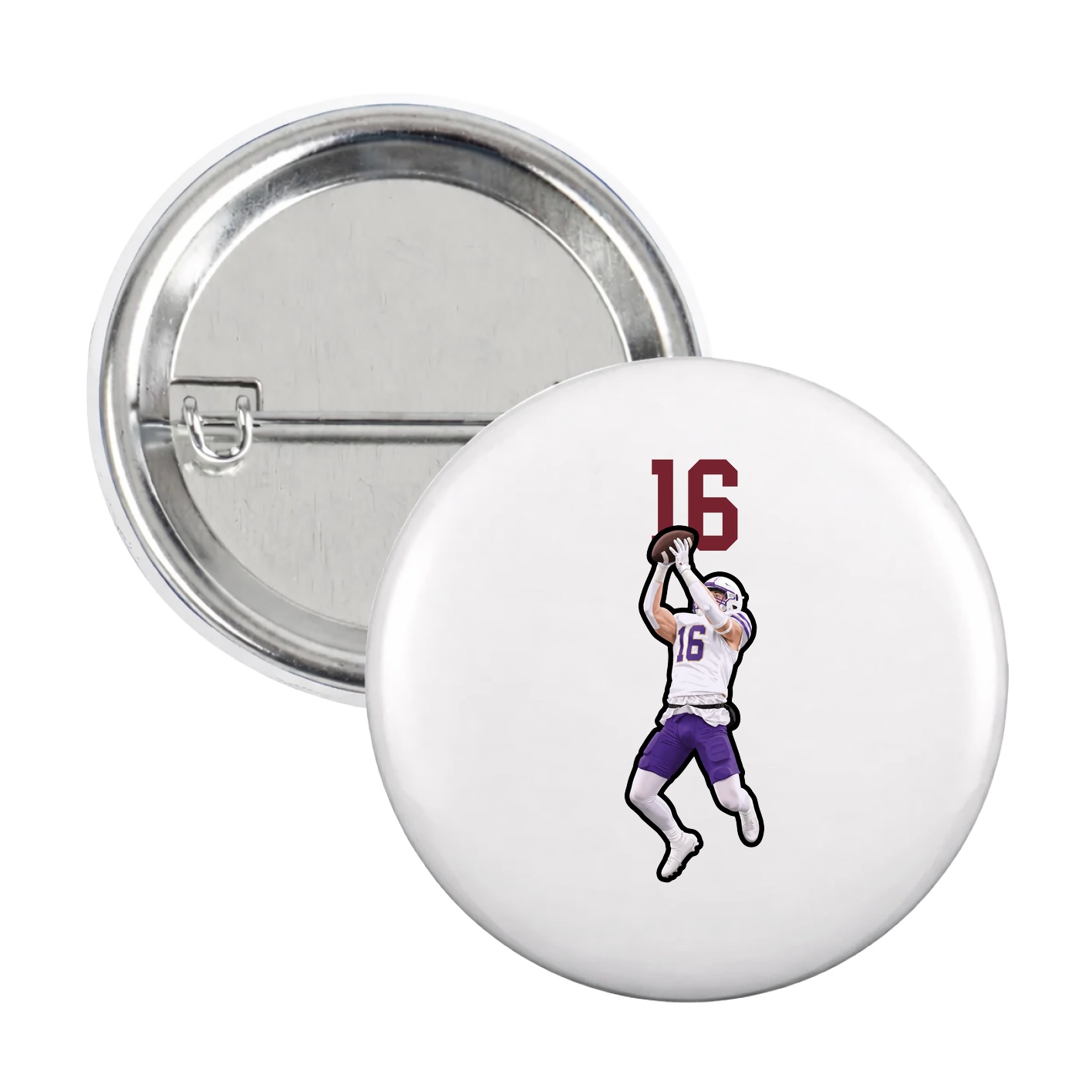 Game Day Button — Number Top in White