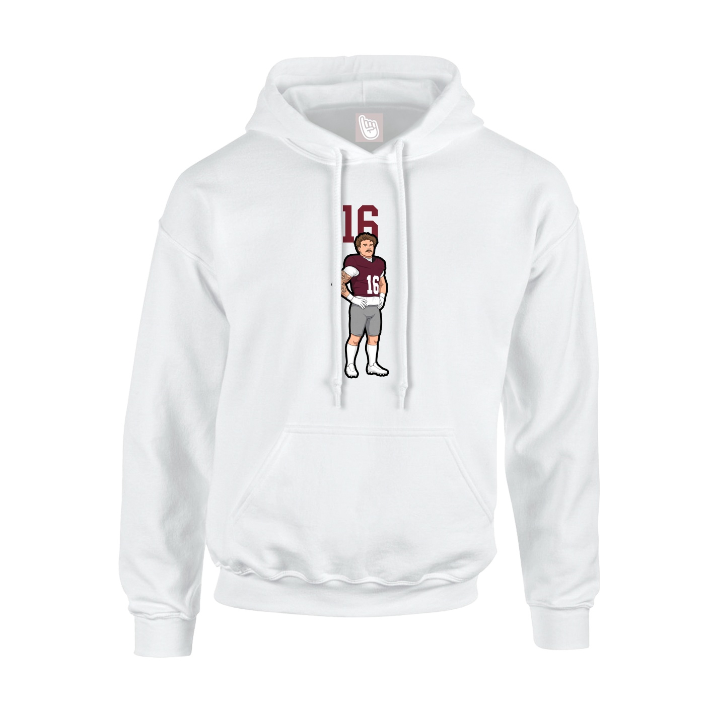 Youth Hoodie — Number Top in White