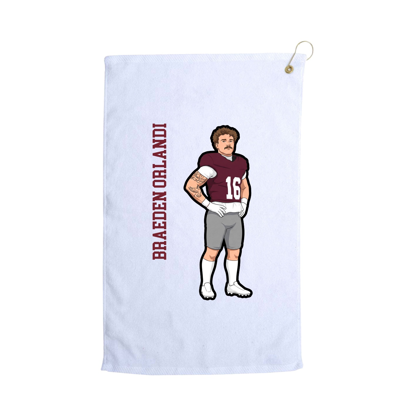 Golf Towel — Name Vertical in White