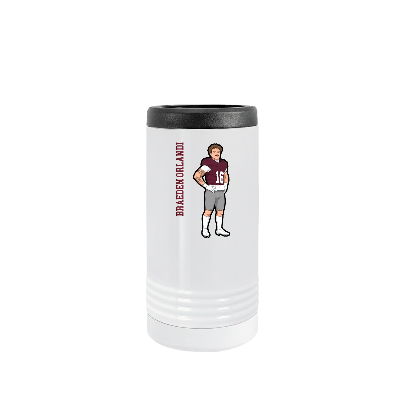 Slim Beverage Holder — Name Vertical in White