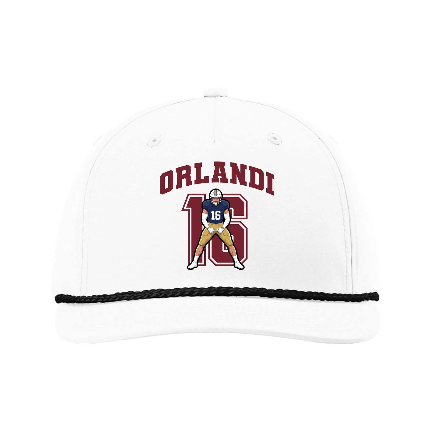 Five-Panel Classic Rope Cap — Number in White