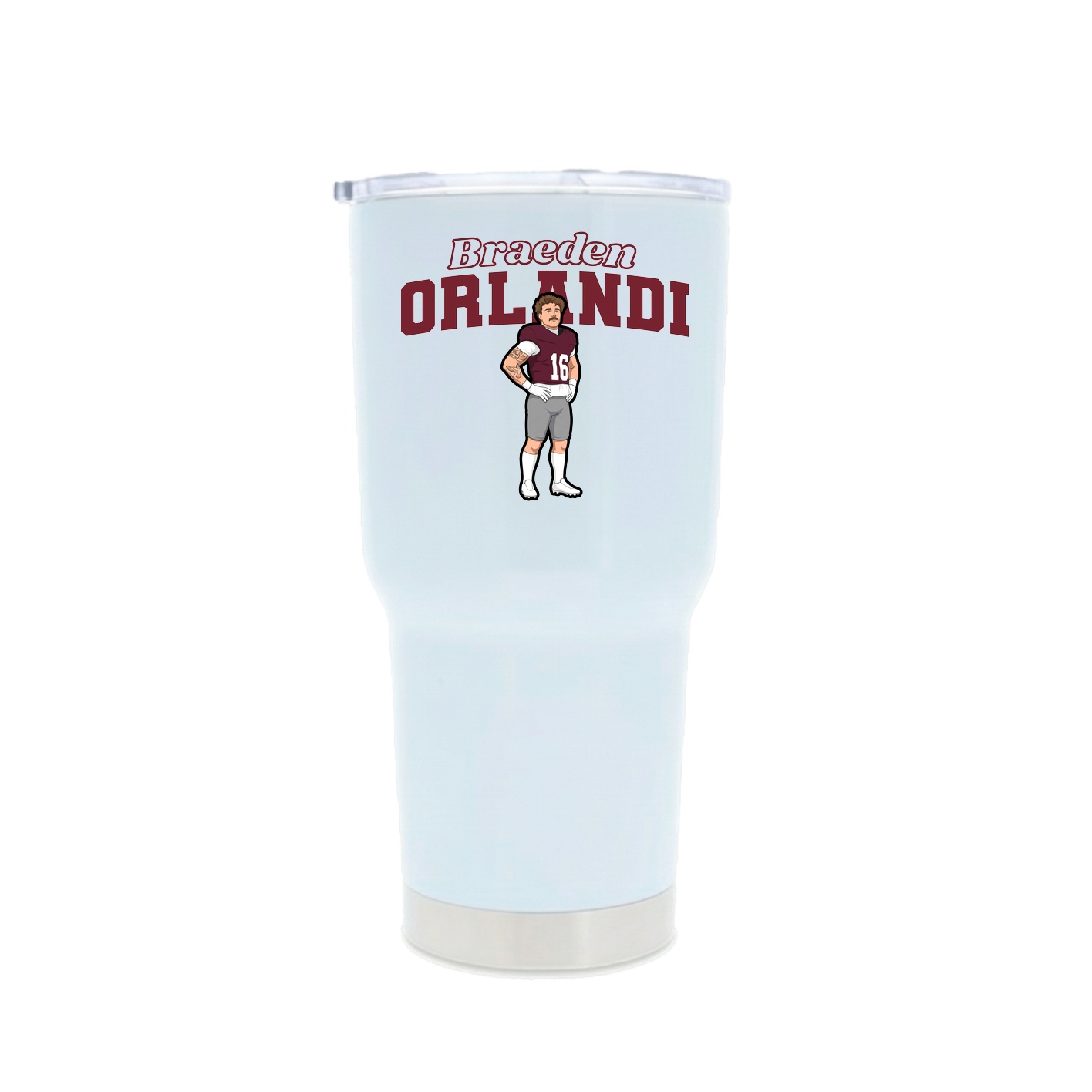 30oz Stainless Steel Tumbler — Name Arch in White