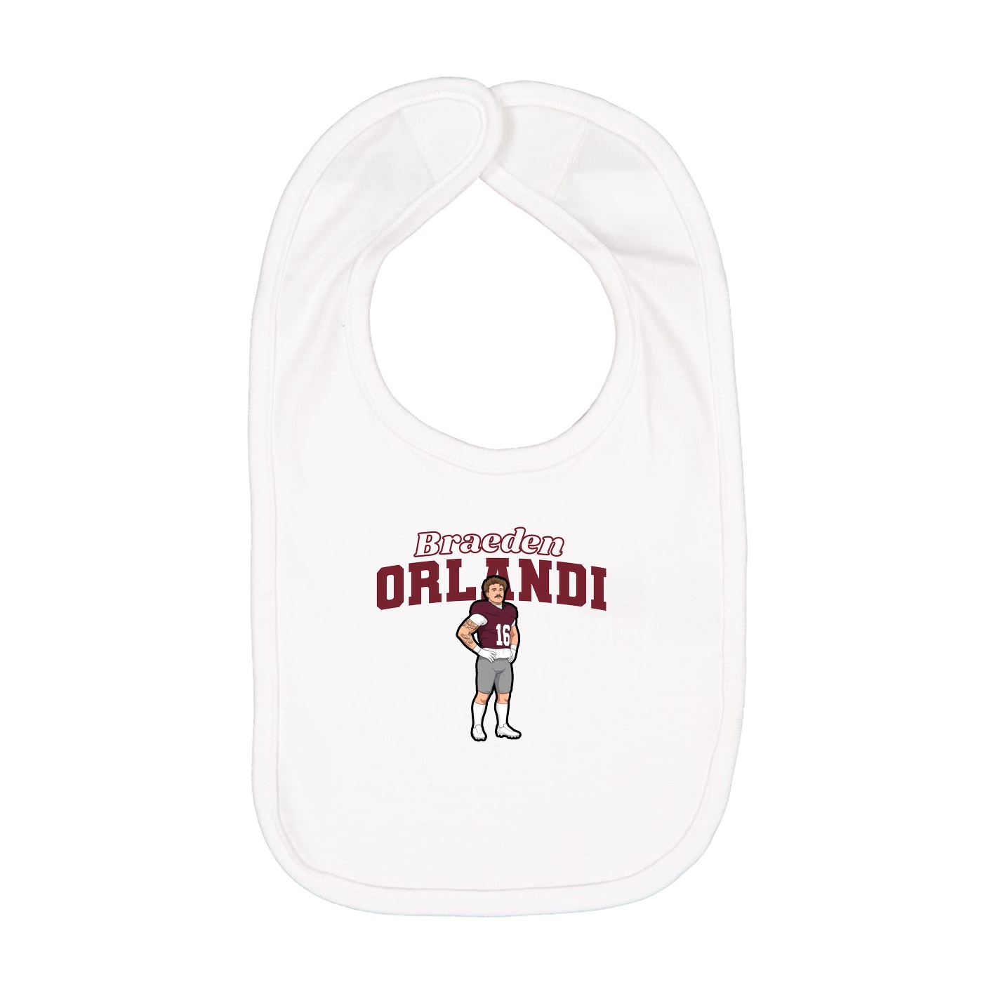 Infant Bib — Name Arch in White