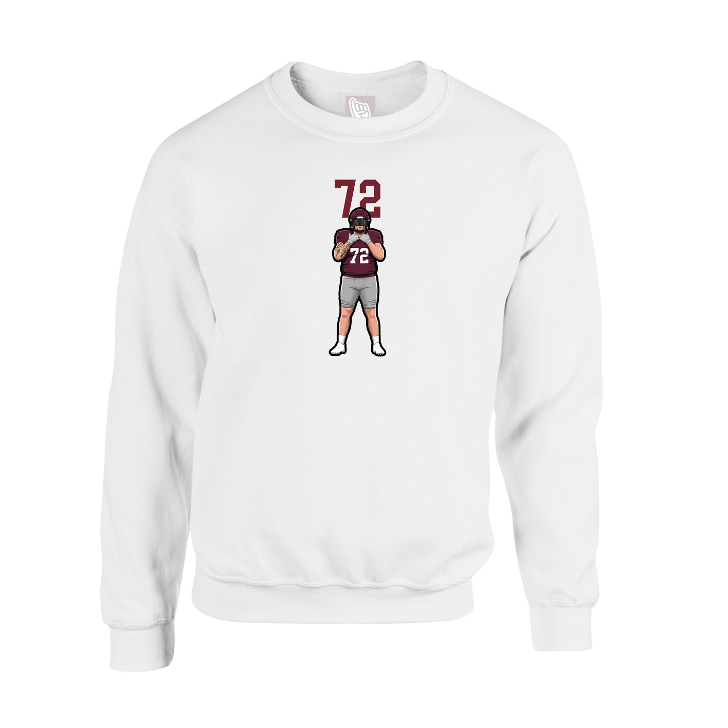 Fleece Crew — Number Top in White