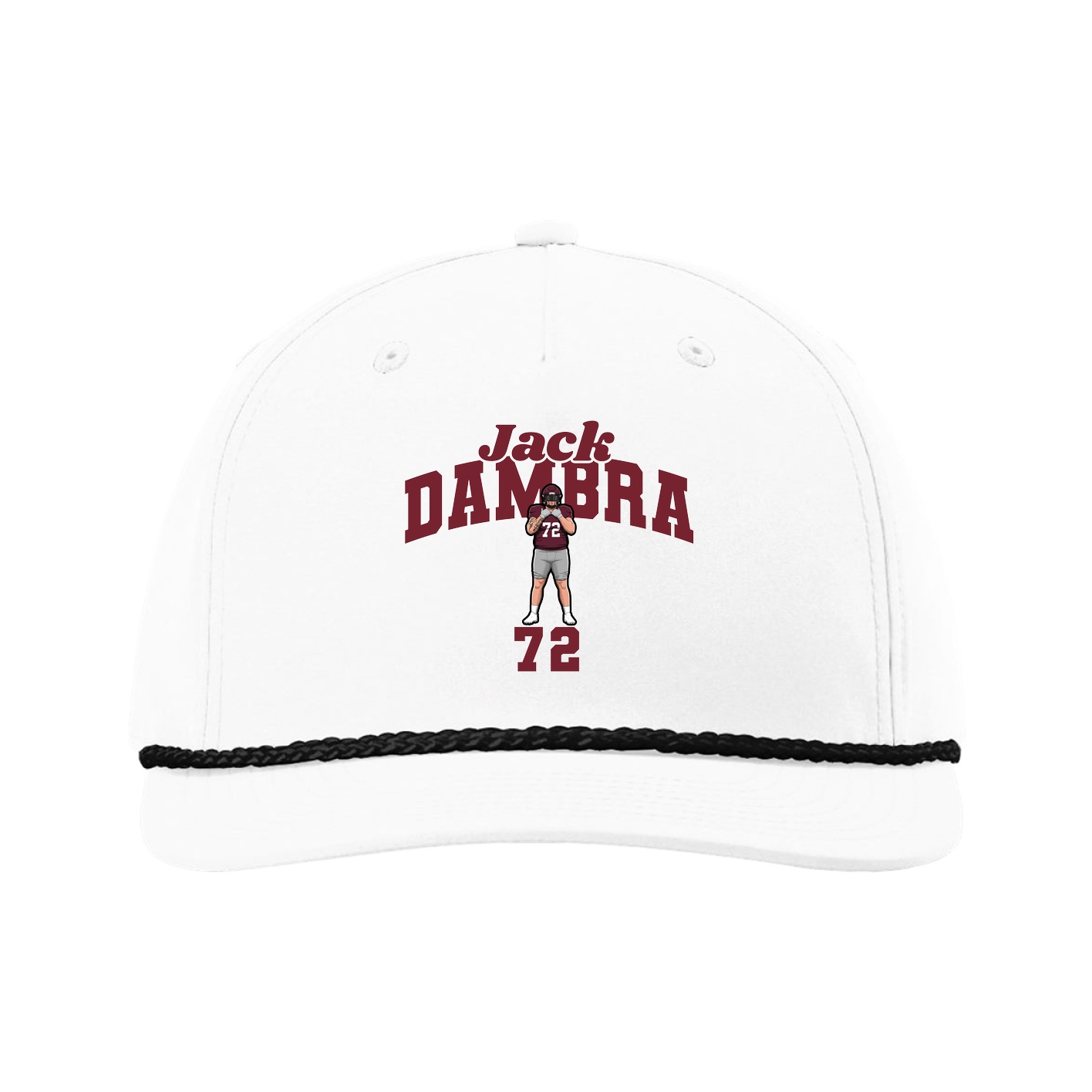 Five-Panel Classic Rope Cap — Signature Arch in White