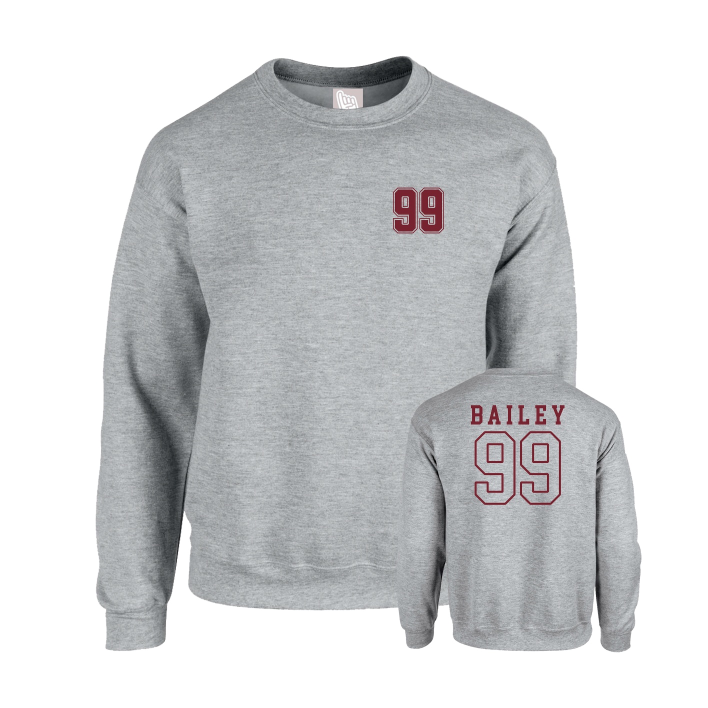 Fleece Crew — Chest Back in Grey