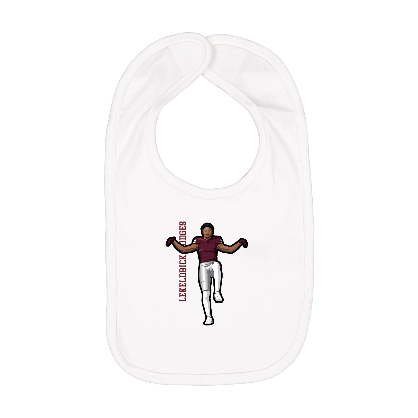 Infant Bib — Name Vertical in White