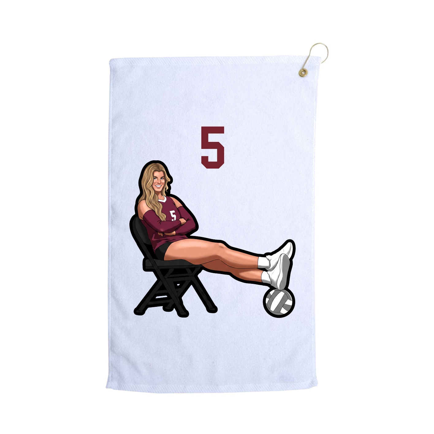 Golf Towel — Number Top in White